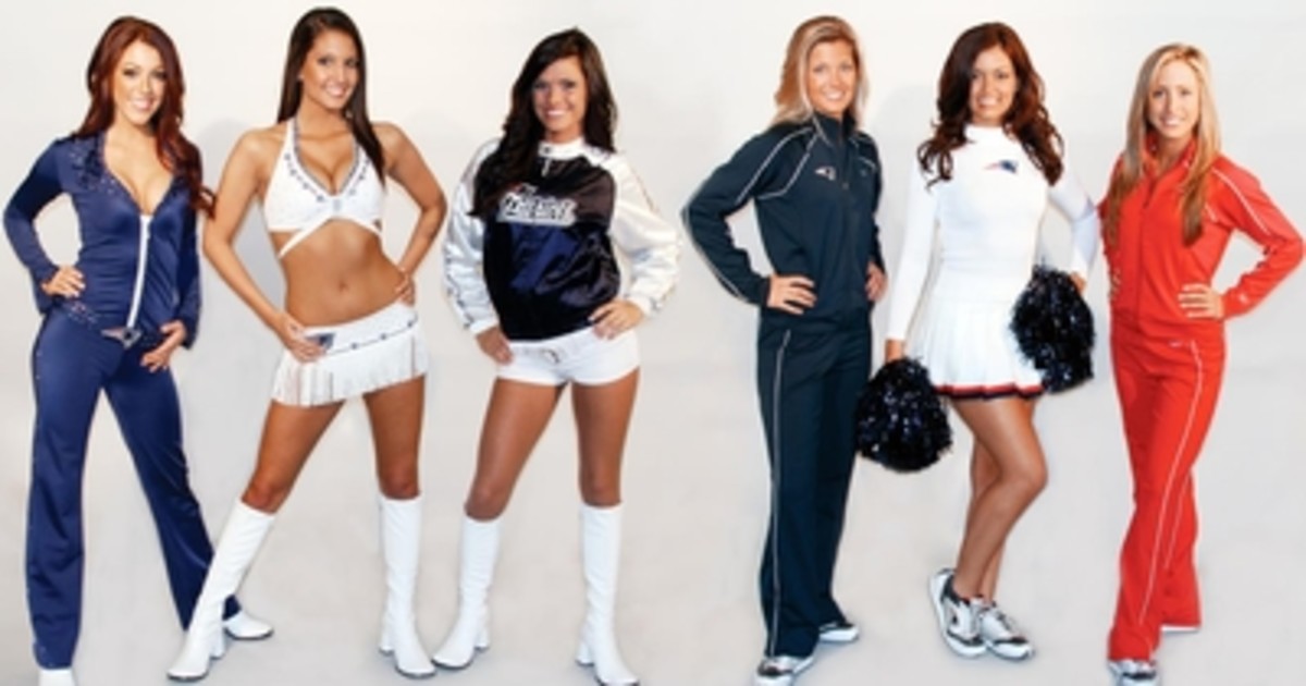 NFL cheerleader uniforms and their hairstyles throughout the