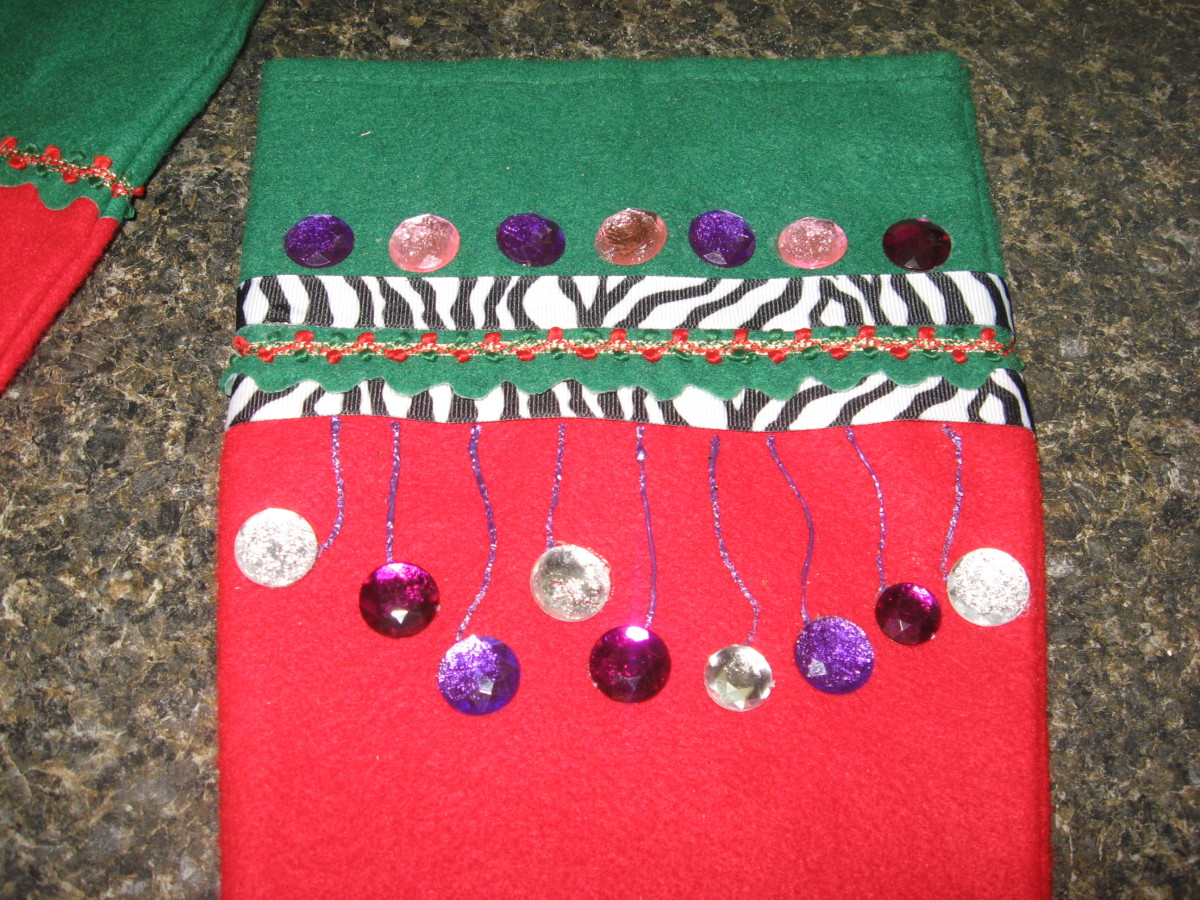 zebra stocking with stones