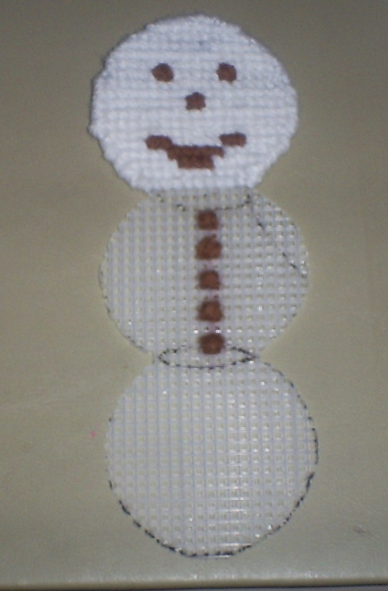 Here I have completed cross stitching the face.