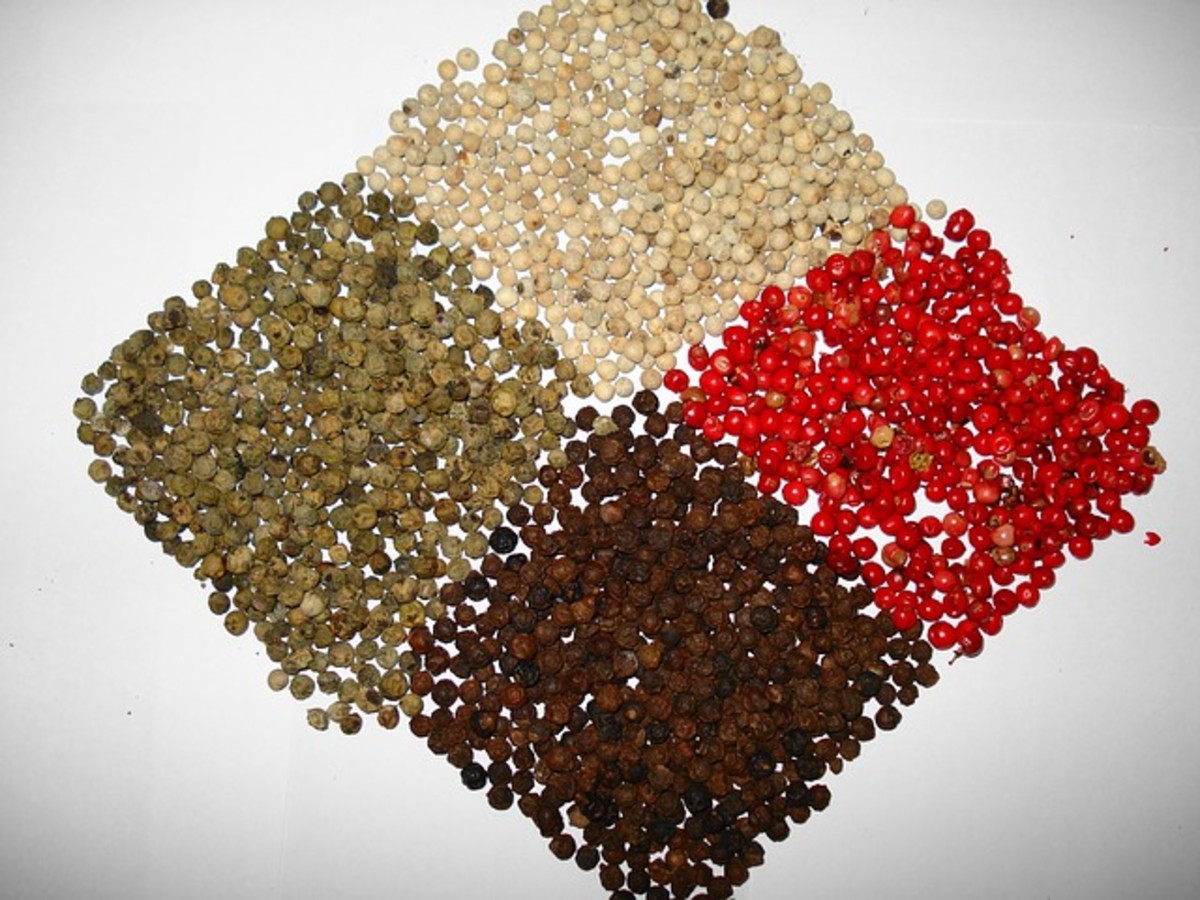 Peppercorn Develops Through Various Shades of Color. Black, red, white, and multi color.