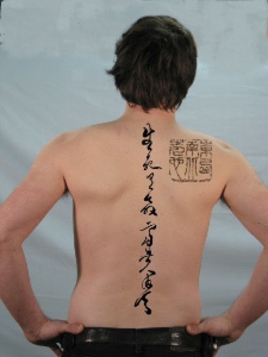 Medium size tattoo on a man's back of fire and water intertwinin... -  Arthub.ai