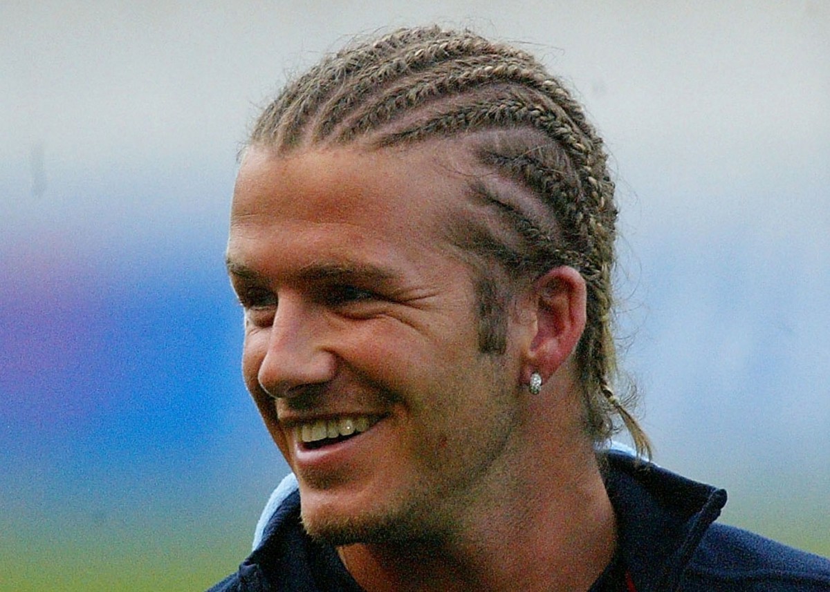 David Beckham, one of the famous white men with cornrows.