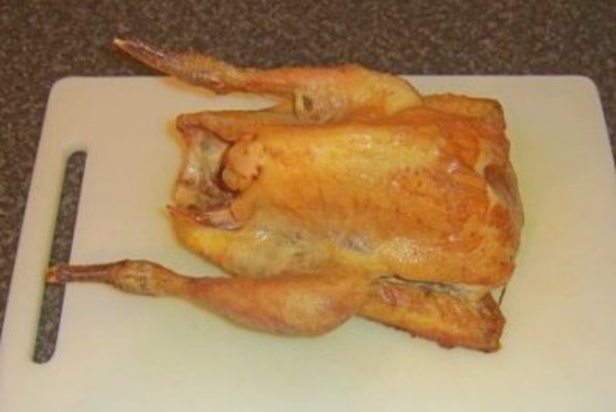 Freshly roasted guinea fowl
