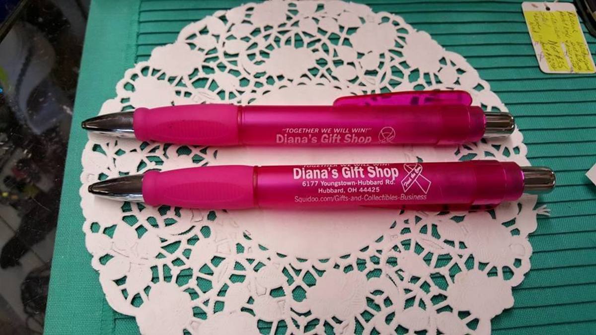 Pink ribbon super sized pens for breast cancer awareness