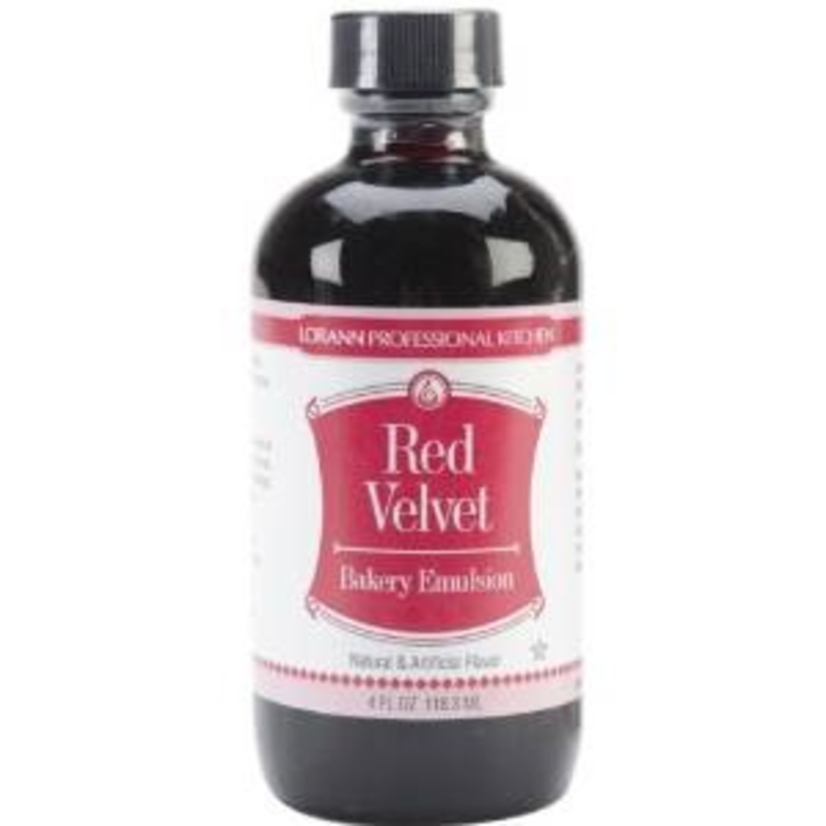 A bottle of red velvet flavoring