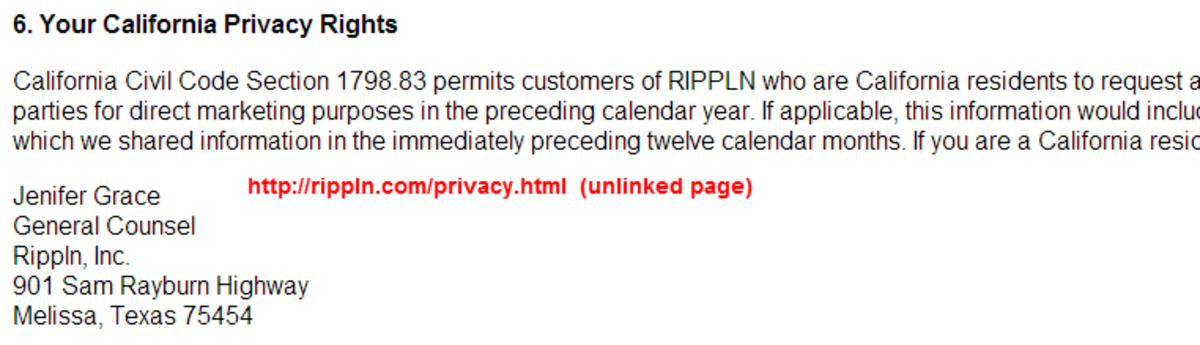 Rippln's unlinked "privacy" page states that their counsel is Jenifer Grace, same lawyer as bHIPGlobal. 
