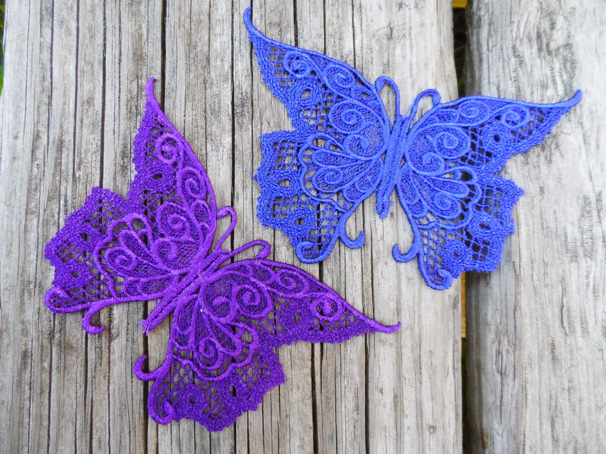 Lace butterflies are perfect for the hair, adding to jeans or shirts, or hanging on a mobile in a window. Design, Urban Threads