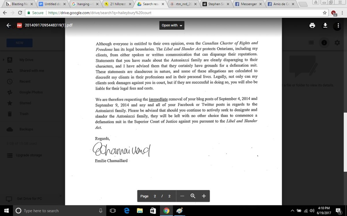 Part three of cease and desist letter received from lawyer representing Mayor Tony Antoniazzi