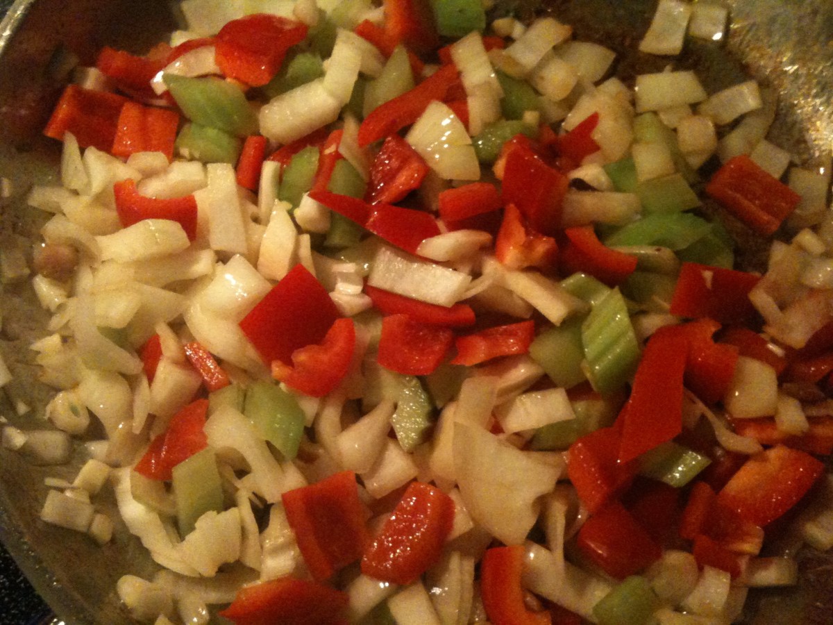 Saute the veggies - this one has red pepper for more color. 