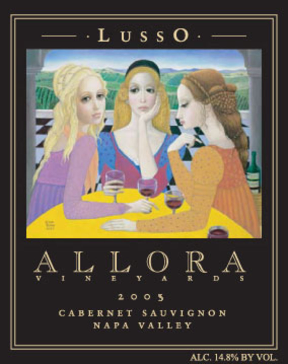 Margaret Keane's Wine Label Design for Allora Vinyards