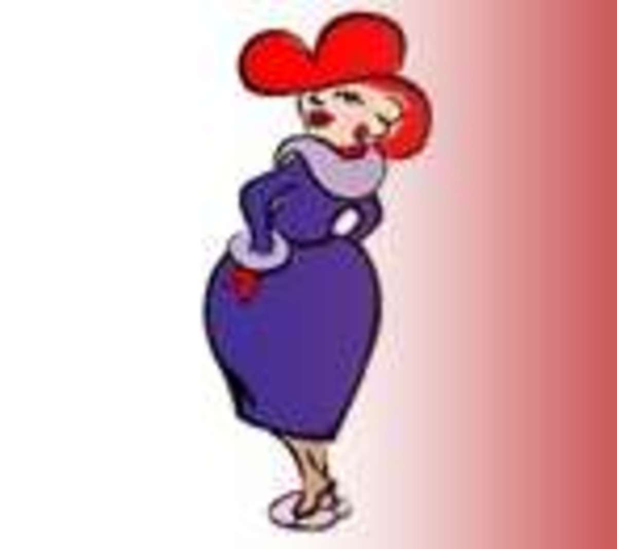 A clip art example of a Red Hat Lady posing for you.