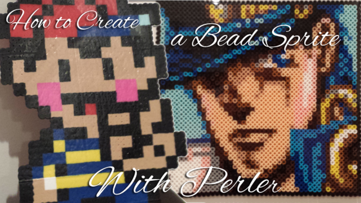 How to create a bead sprite with Perler. Image contains pictures of two of my projects; the one on the left has mistakes, while the one on the right does not.
