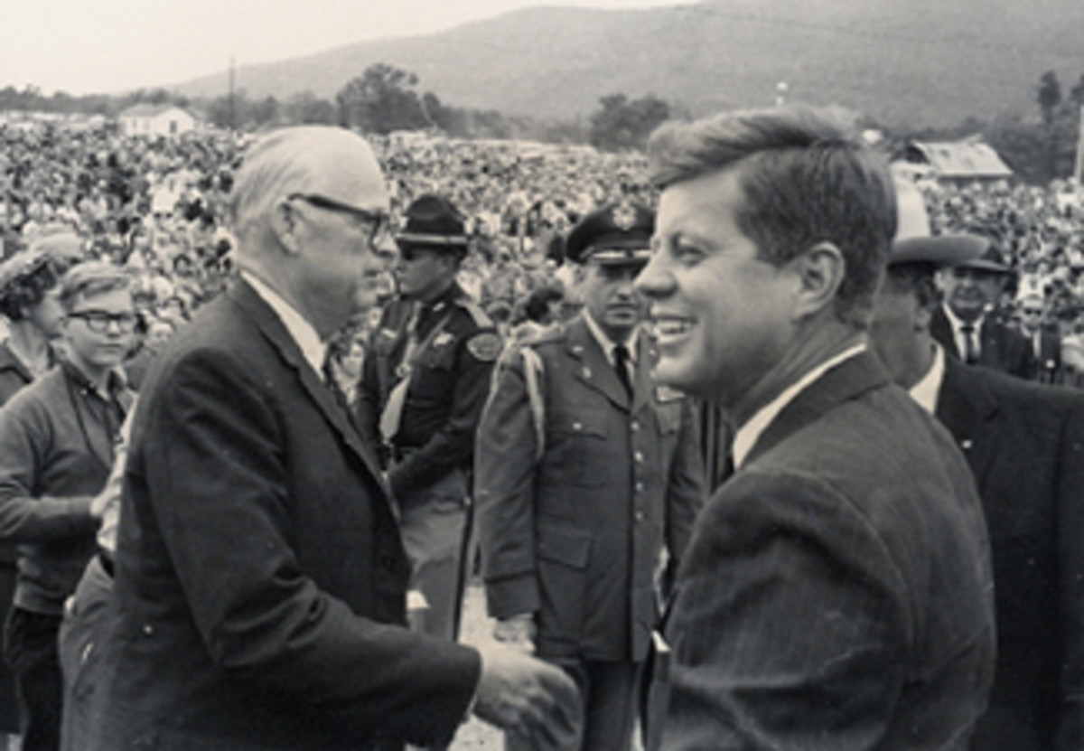 Robert S. Kerr and President Kennedy outside of Poteau, Oklahoma