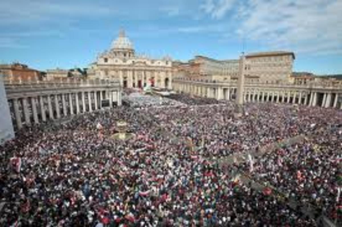 Saint Peter square in Rome is a very important religious forum, look how many people are attending this special service. People are attracted to religions, it is an inborn need that we have. We need to believe in God or other spirituality. 