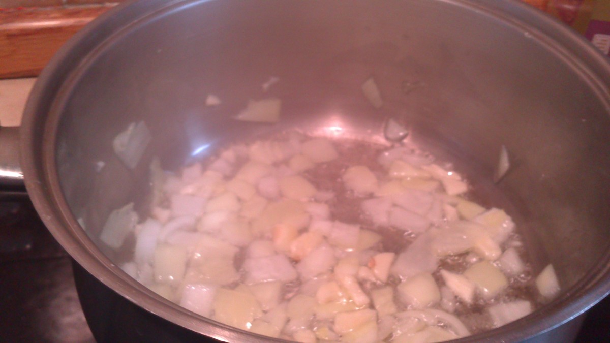Sautéing the onions and garlic