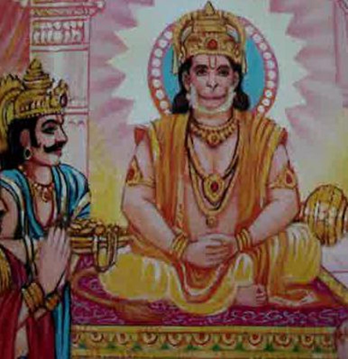 Picture depicting verse 17 of the Hanuman Chalisa