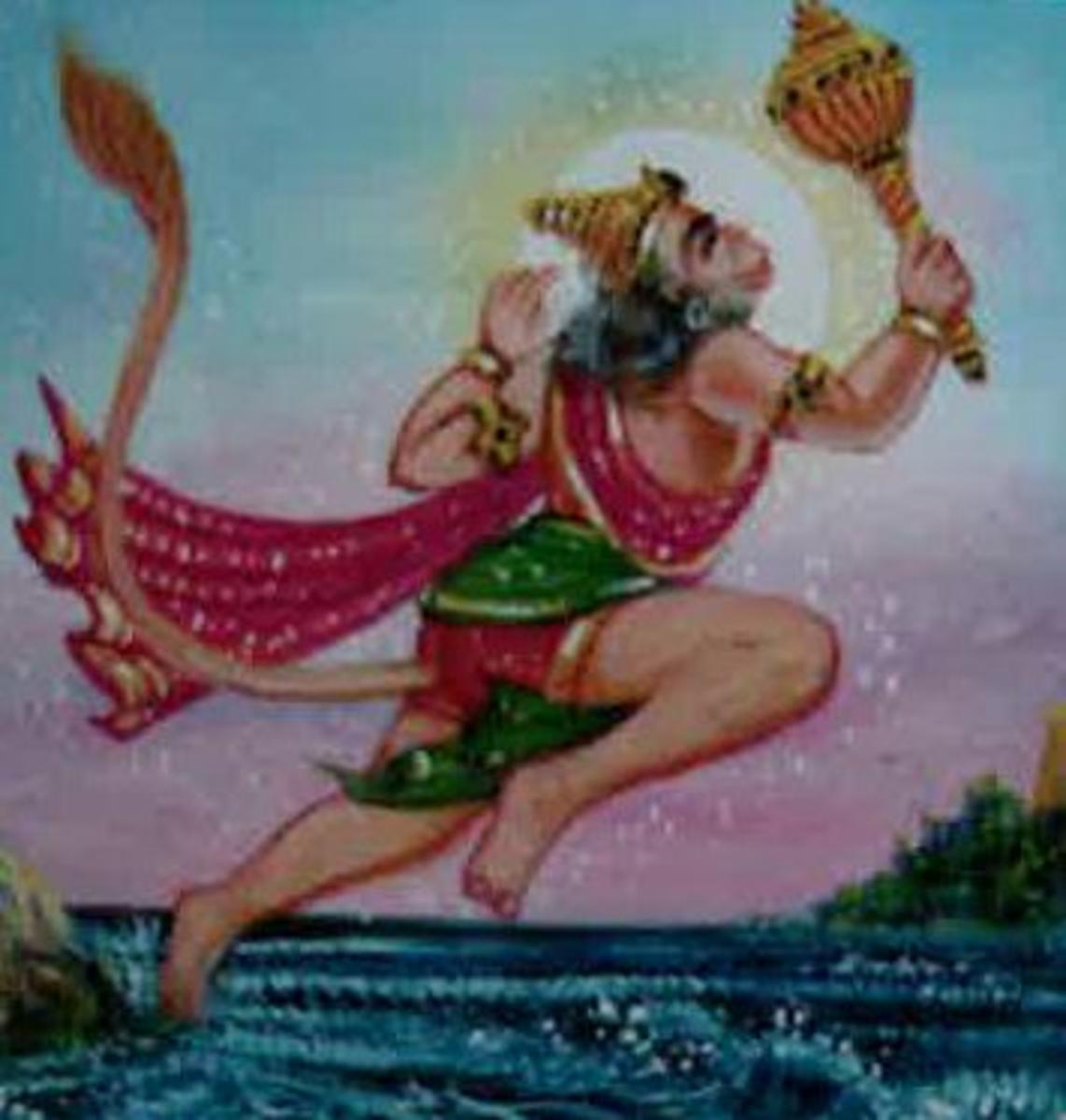 Picture depicting verse 21 of the Hanuman Chalisa