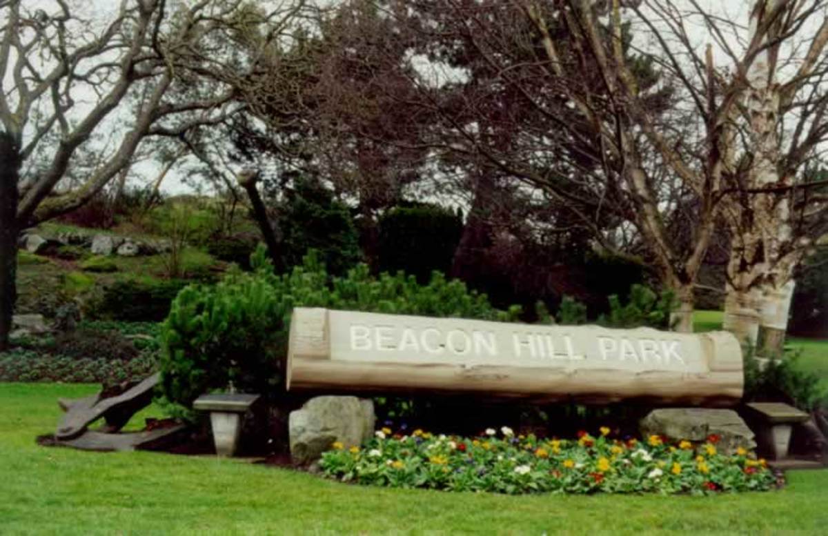 This is the entrance to Beacon Hill Park at Douglas Street and Southgate.