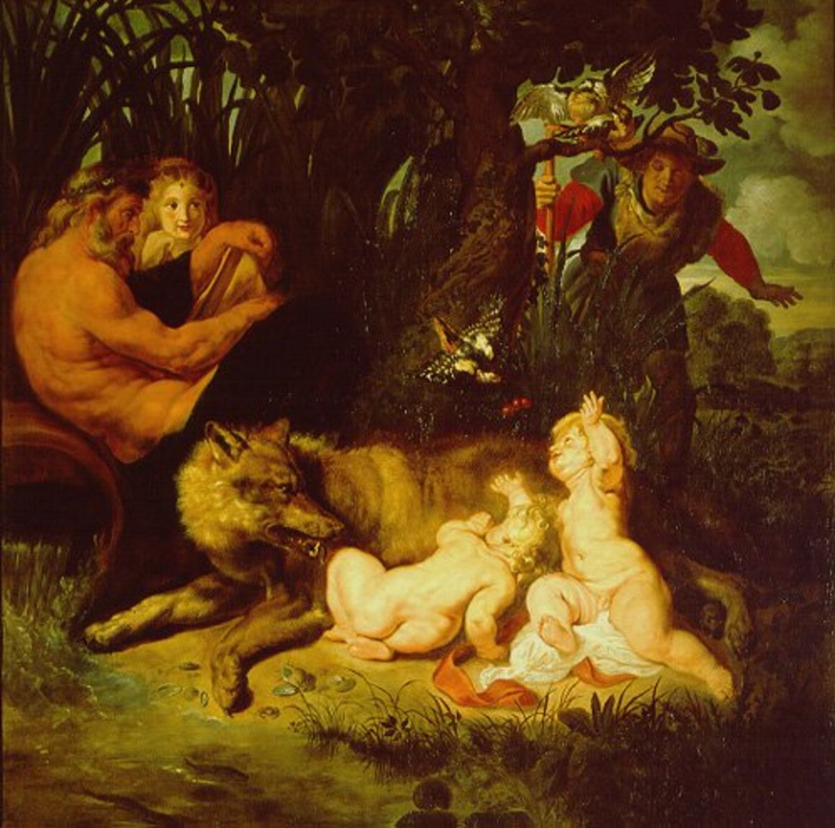 Romulus and Remus with their Wolf-mother