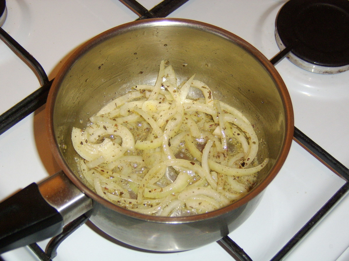 Preparing the sage and onion gravy