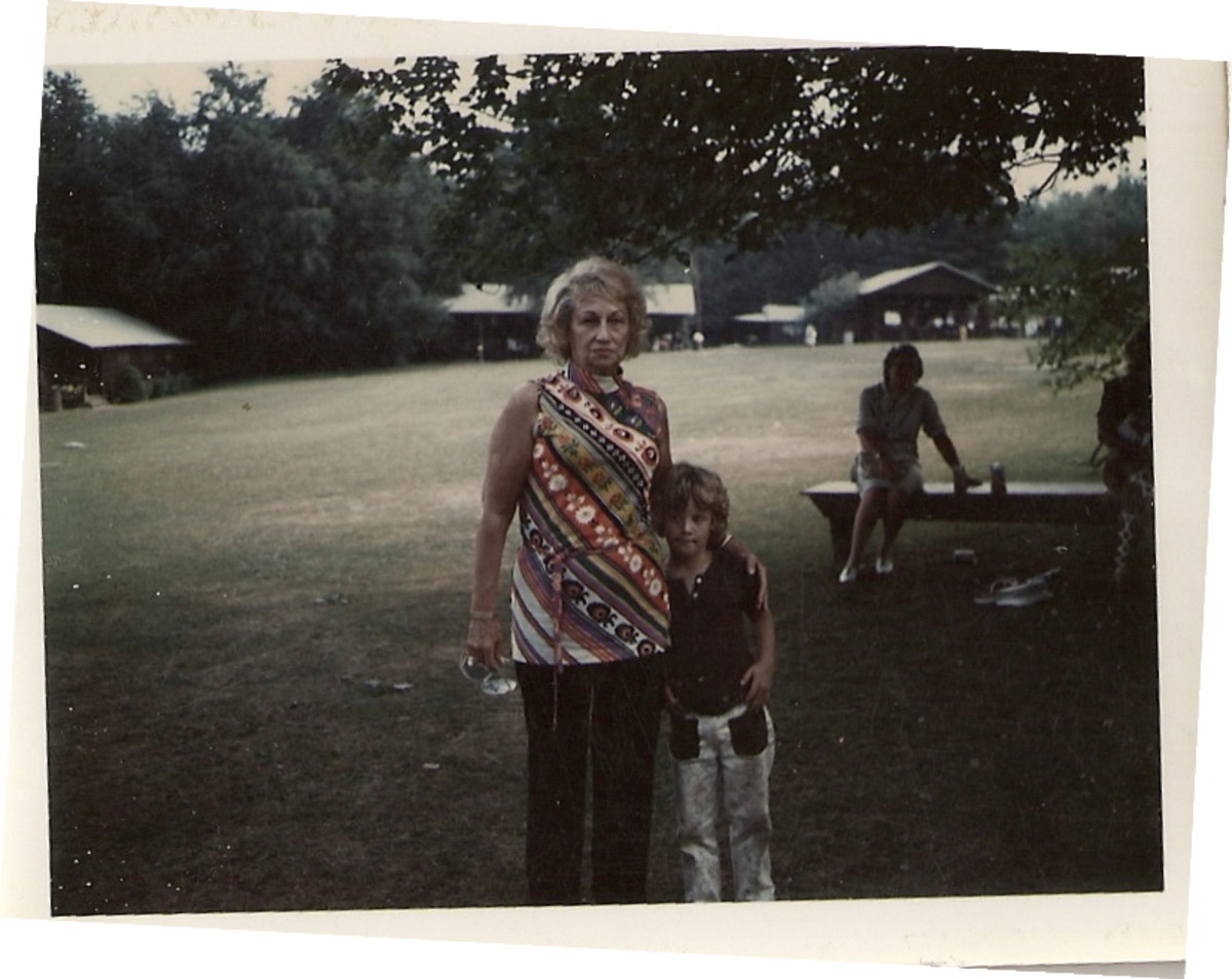 Peter and our Grandmother Nana "Sweetie" at Camp Birchwood Visiting Day 1970