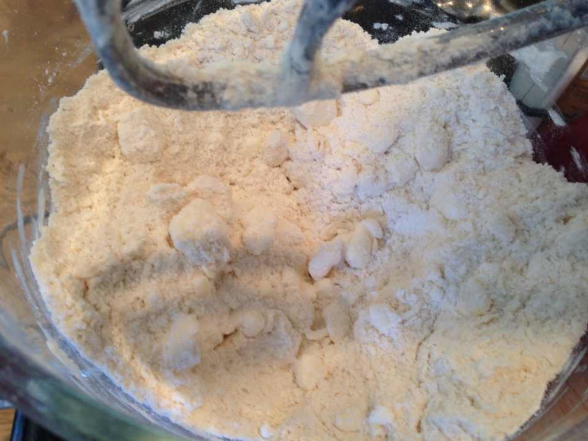 Pie dough in crumbles, ready to add water