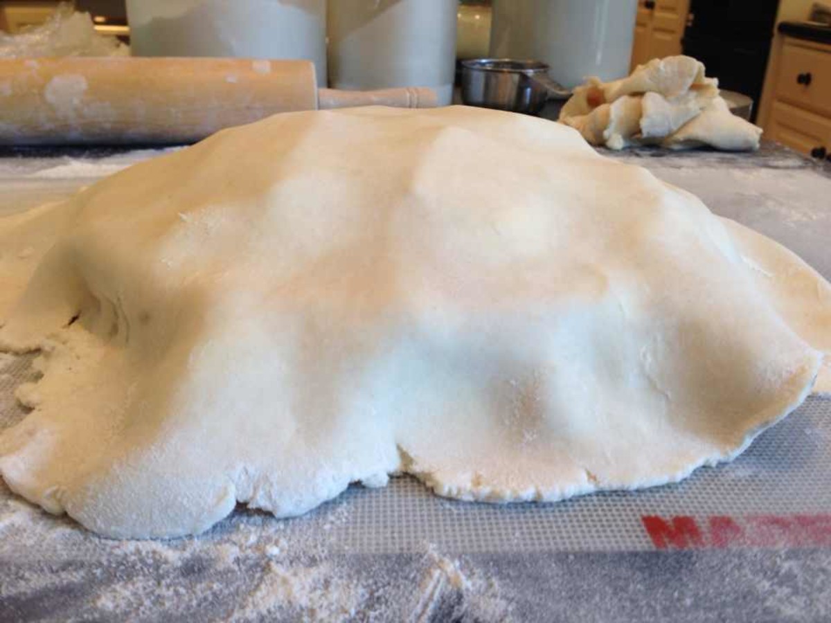 Untrimmed top pie dough layer