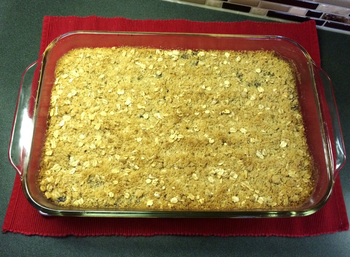 Baked mincemeat bars ready for slicing