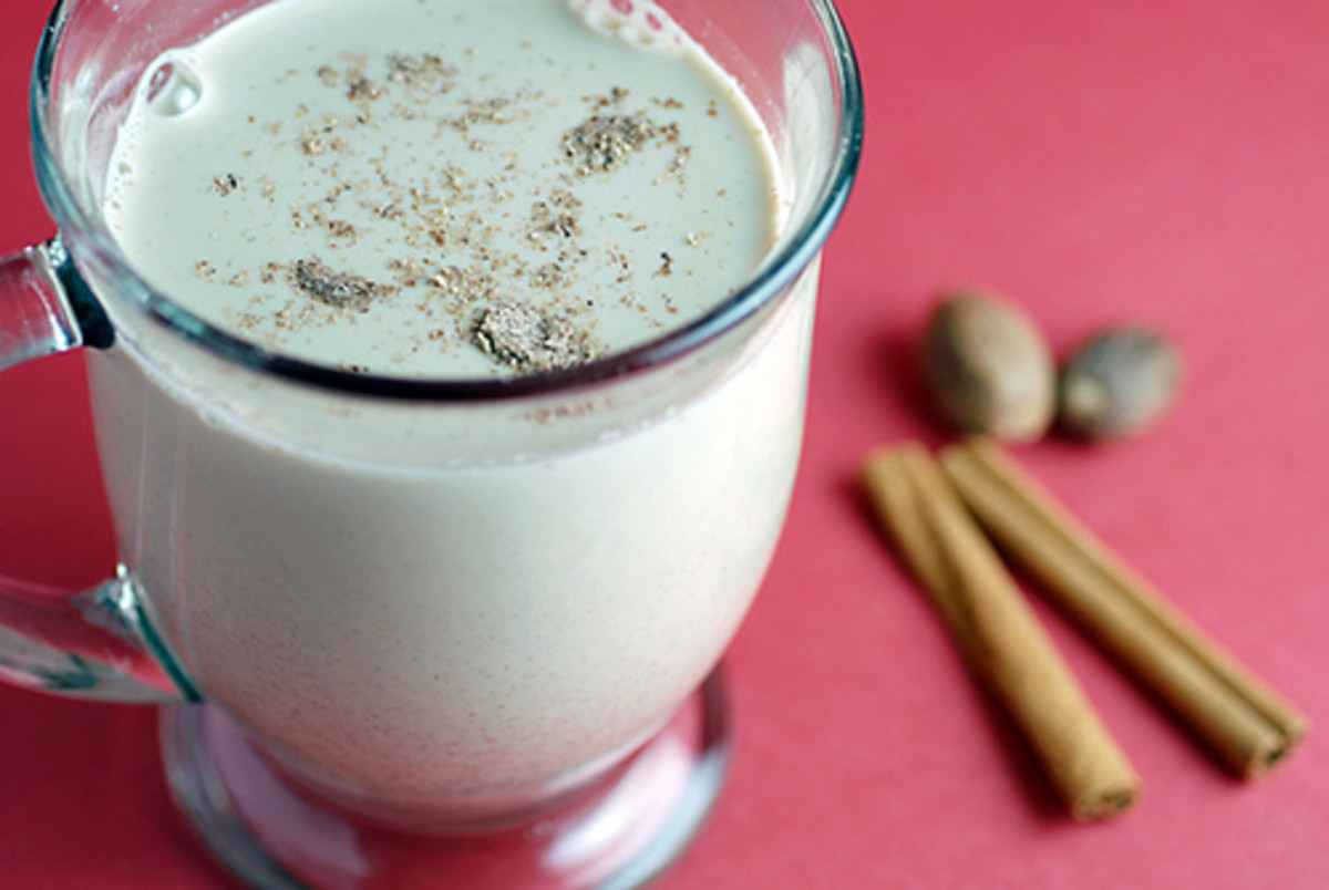 If you're concerned about raw eggs, use a cooked eggnog recipe