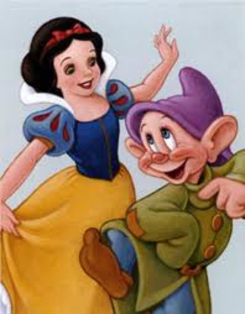 Snow White dancing with Dopey