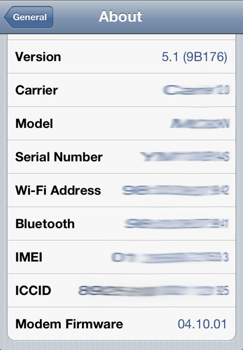 Firmware and baseband version of iPhone