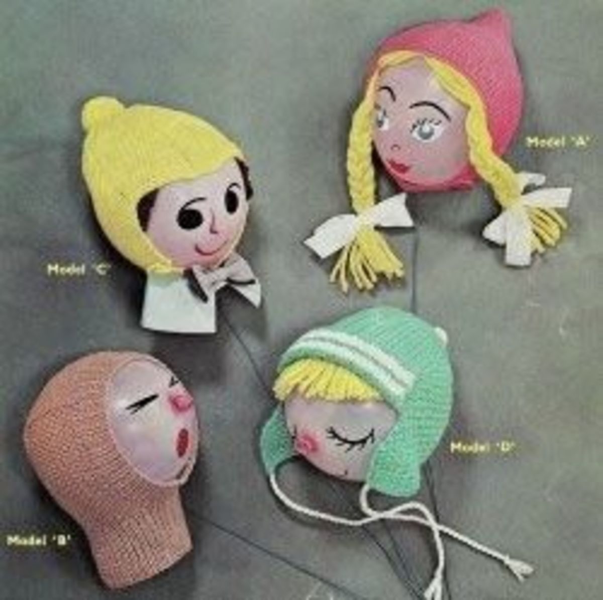 vintage knitting patterns childrens hats from the 1960's