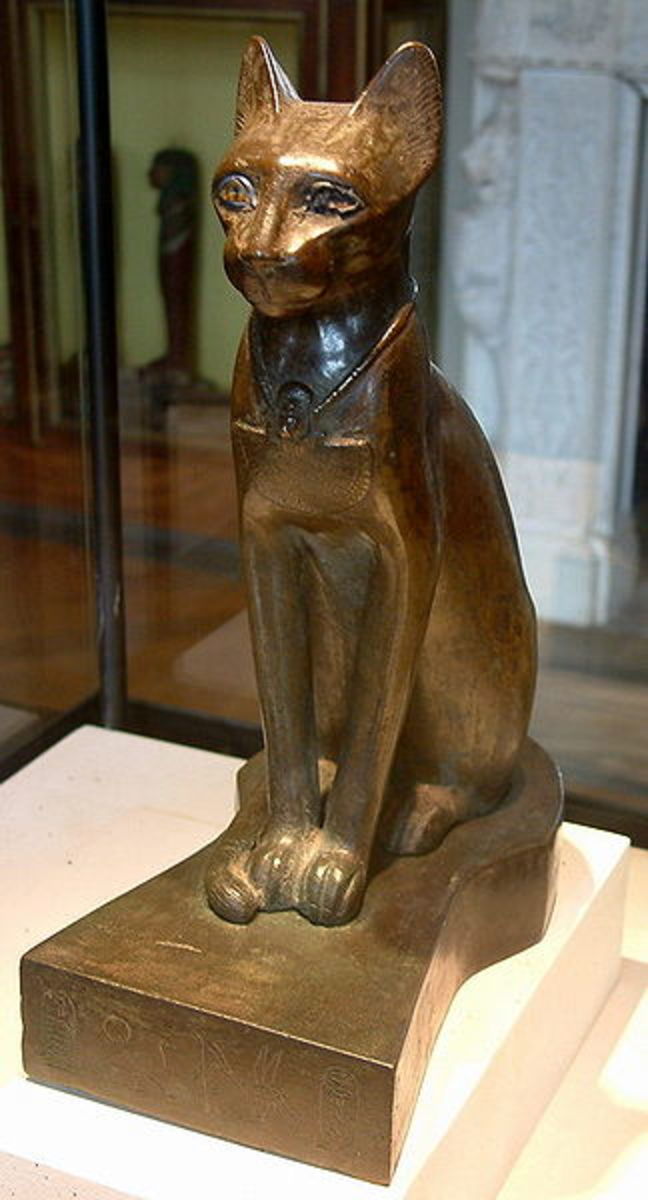 The Egyptian goddess Bast (or Bastet) was often depicted as having the form of a cat.