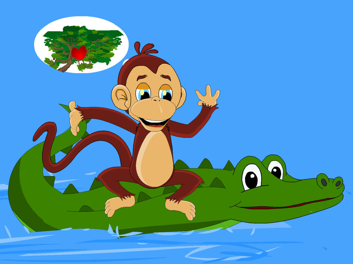 Рисунок крокодил и обезьянка