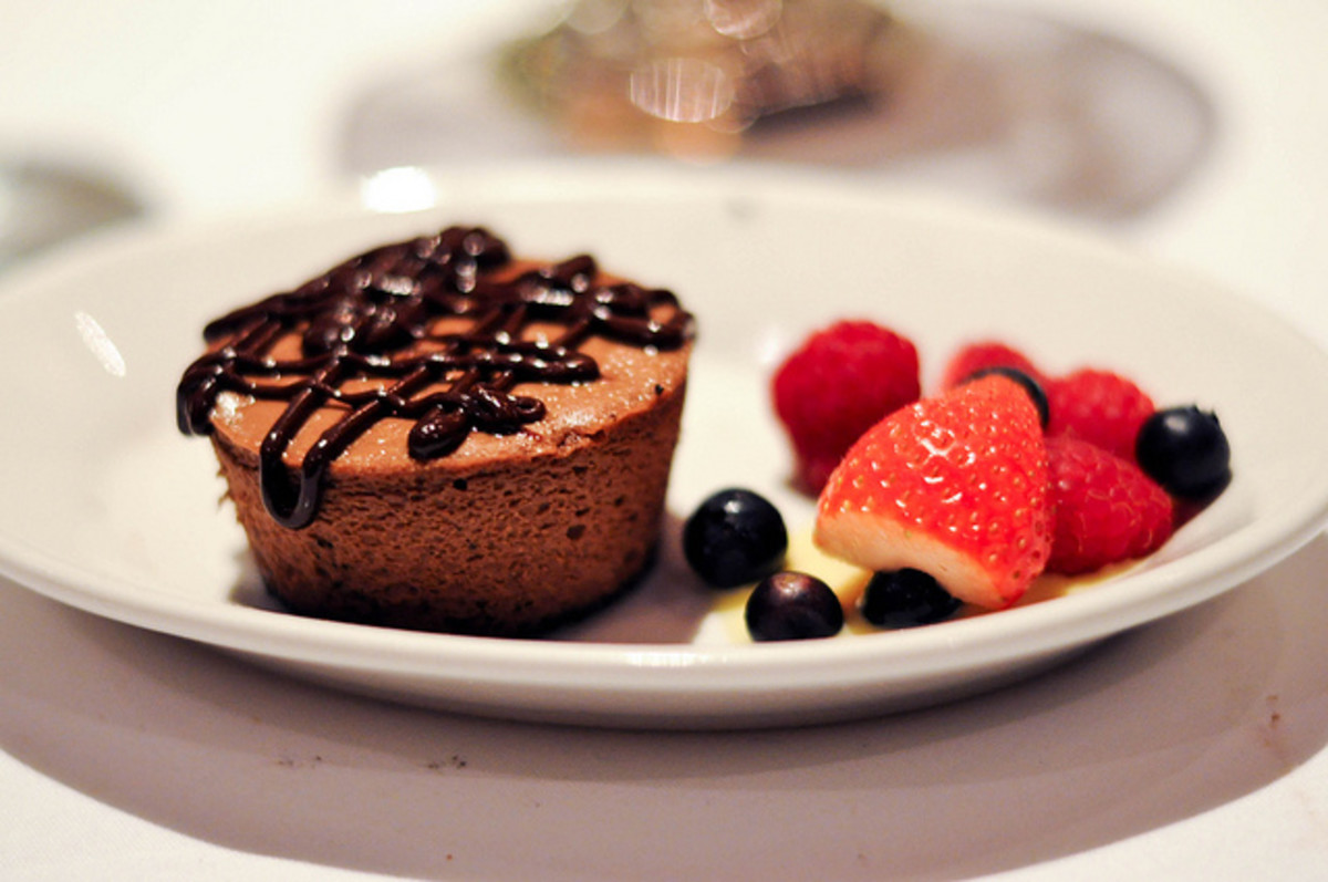 Chocolate Mousse with a touch of fruit is tasty!