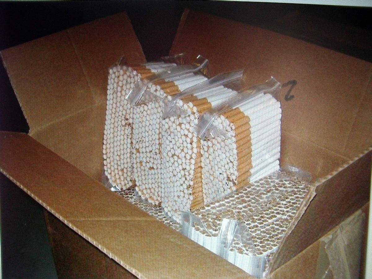 One carton of smuggled cigarettes.