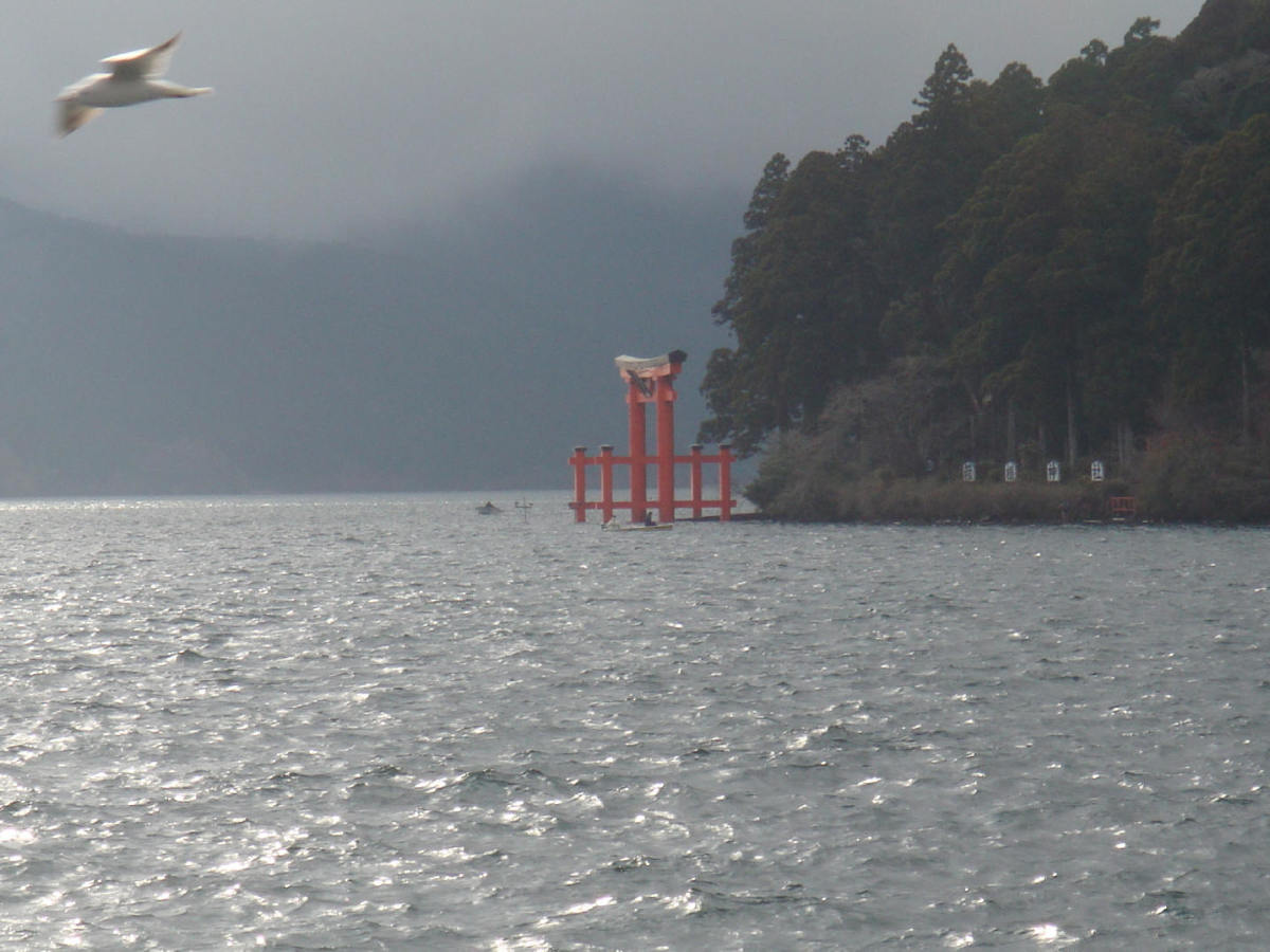 Floating torii, Hakone Shrine by Ashi Lake