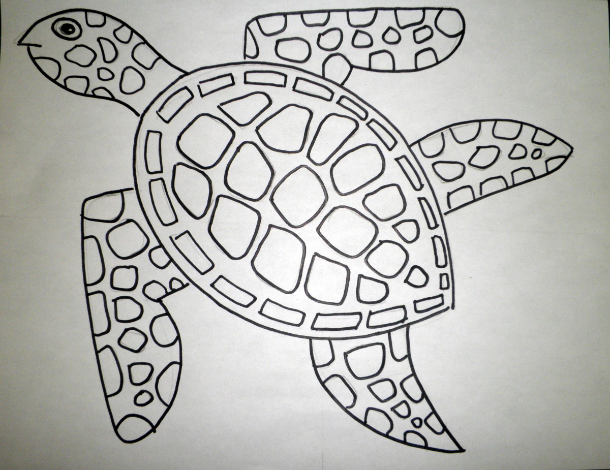 Art lesson from one that I taught to my art students at Family Art Sat. at Sun Gallery. Step by step instructions on how to draw a sea turtle.