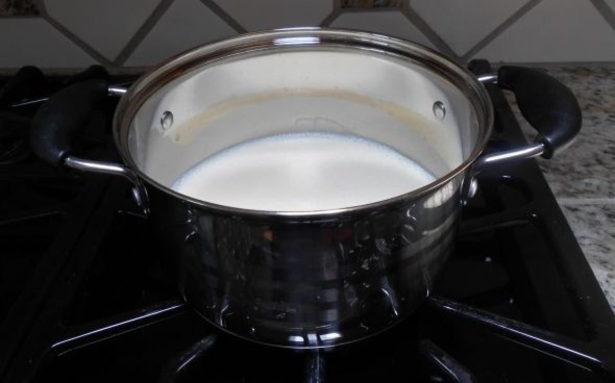 Warm the soy milk on your lowest setting.