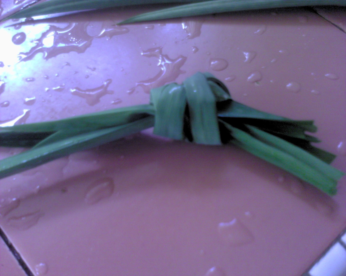 Pandan leave tied into a knot