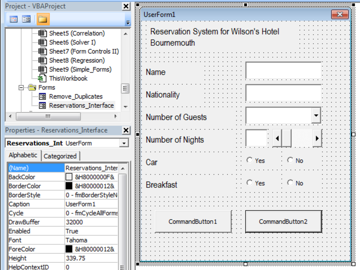 User Interface Design Using A Userform In Excel 2007 And Excel 2010 1538