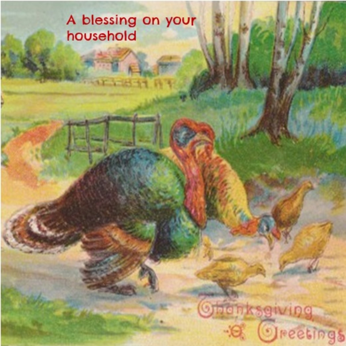 Happy Thanksgiving Blessing from Vintage Postcard