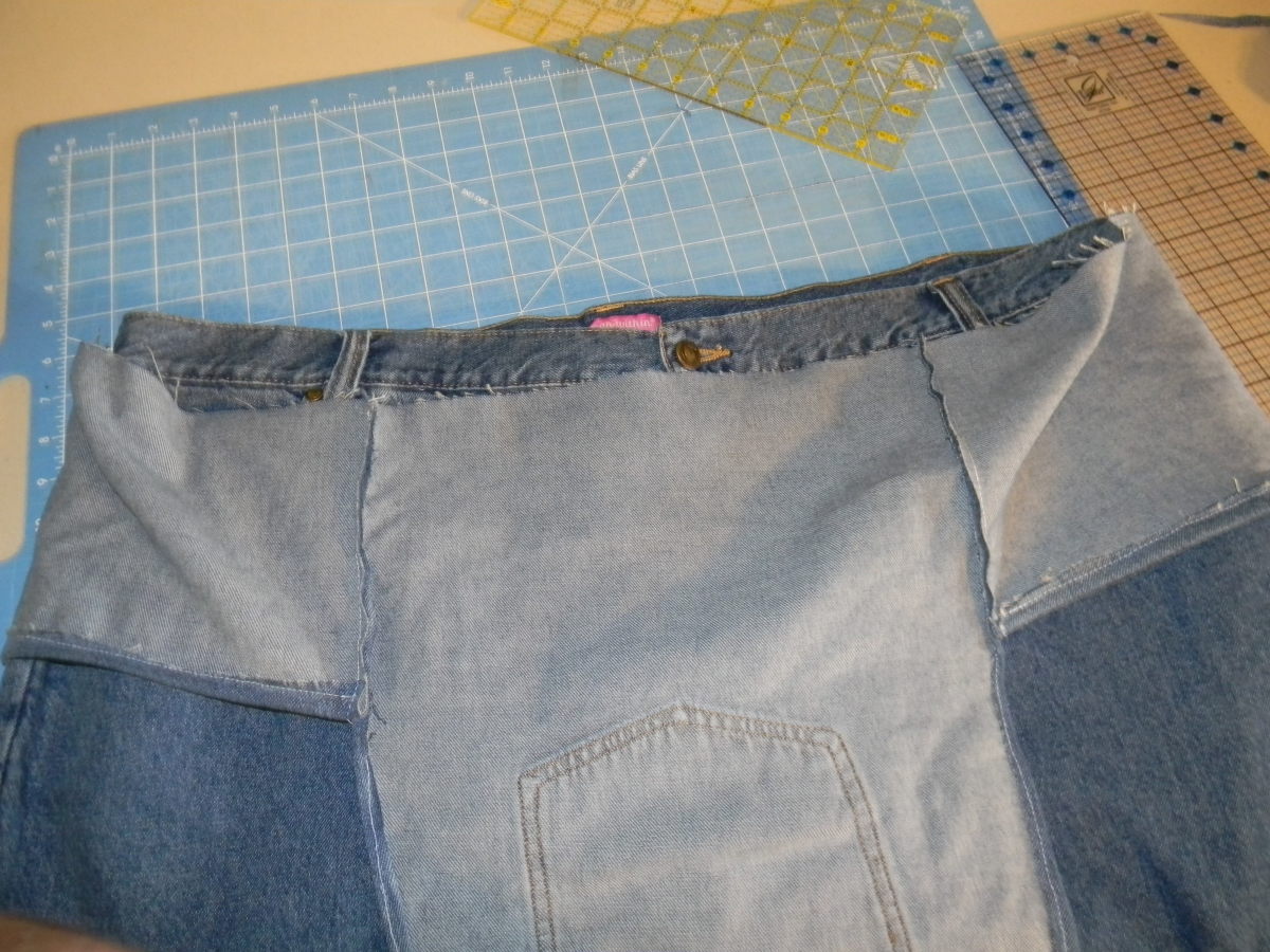 Overalls inside out around waistband,