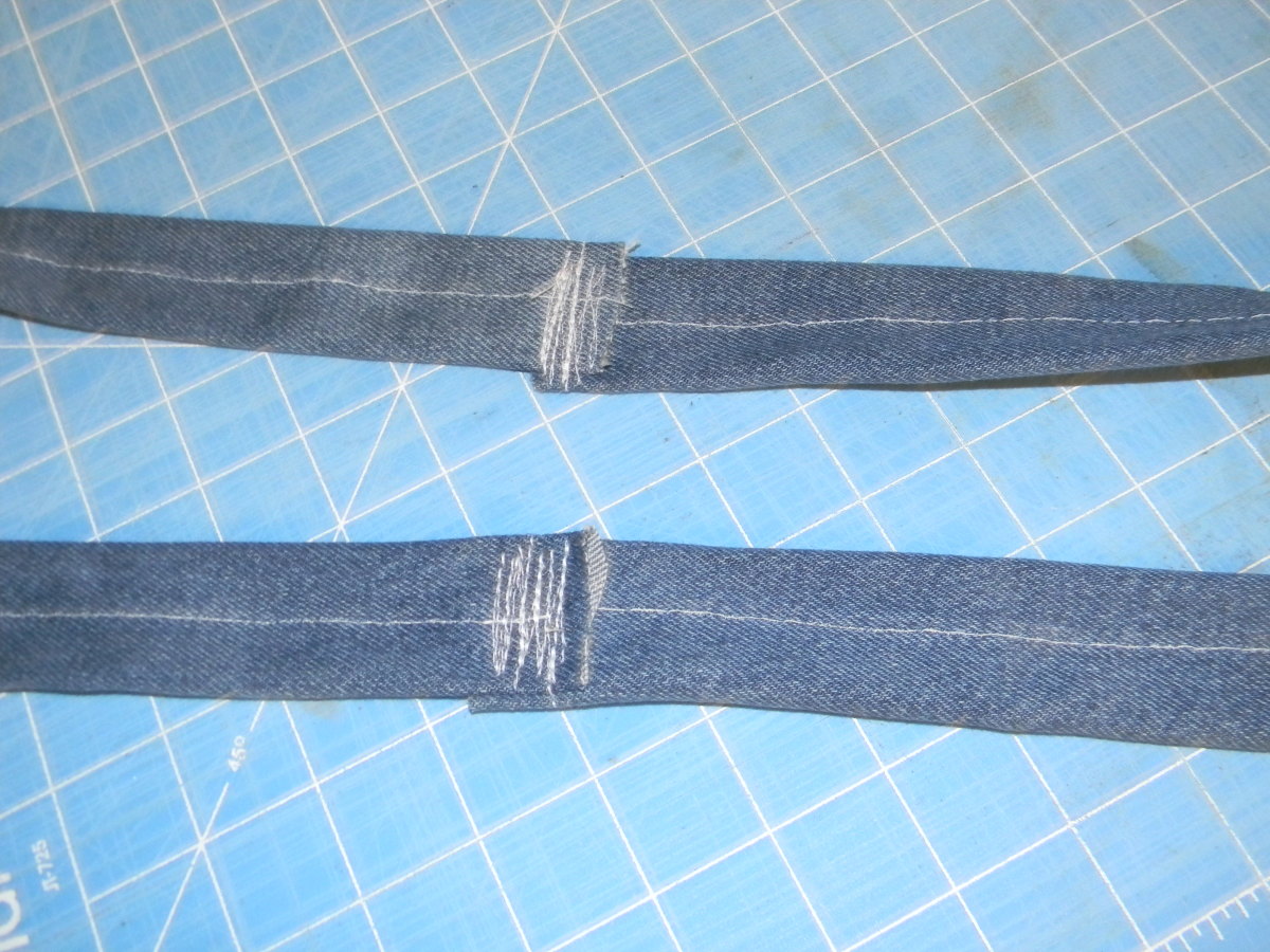 Second set of straps sewn to the first set. 