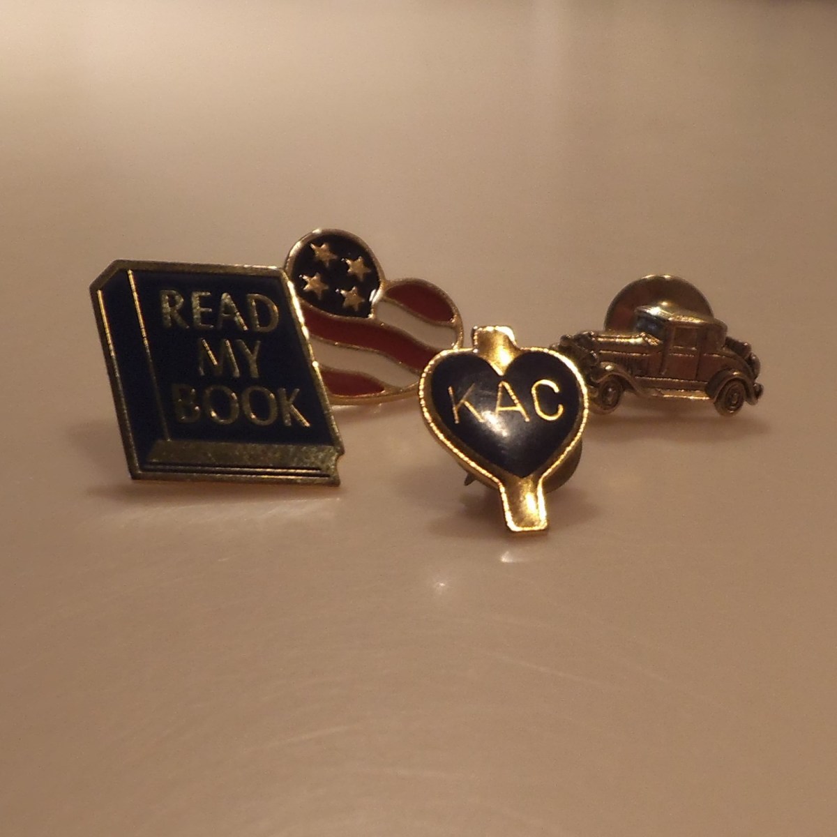 Pins from Mom's time in Kansas Author's Club and other interests of hers. 