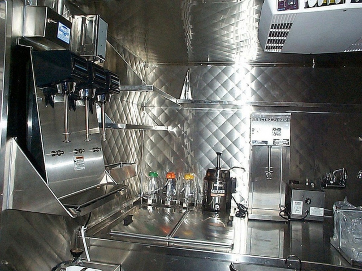 Vending truck for street food; example of clean interior.