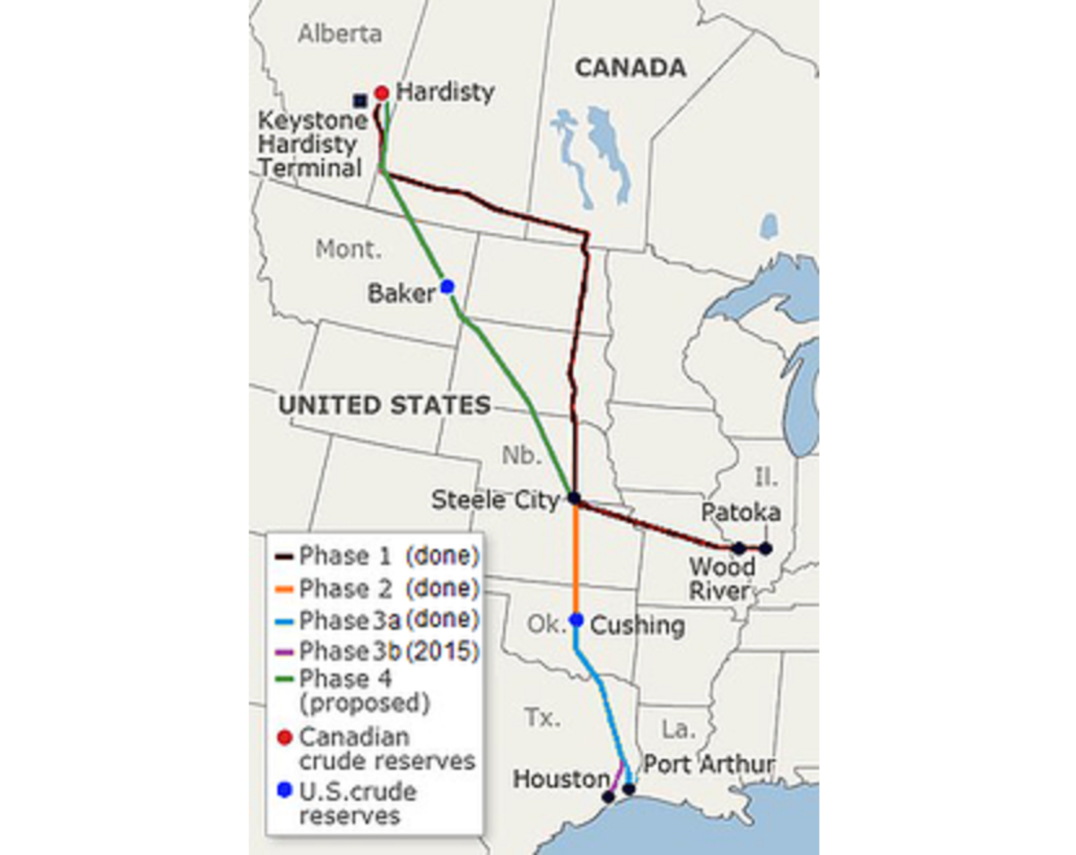 Oil and tar sands pipelines already exist from Canada to the Gulf of Mexico, with cancer incidence increasing along the pipelines. The green line represents the cancelled XL extension.