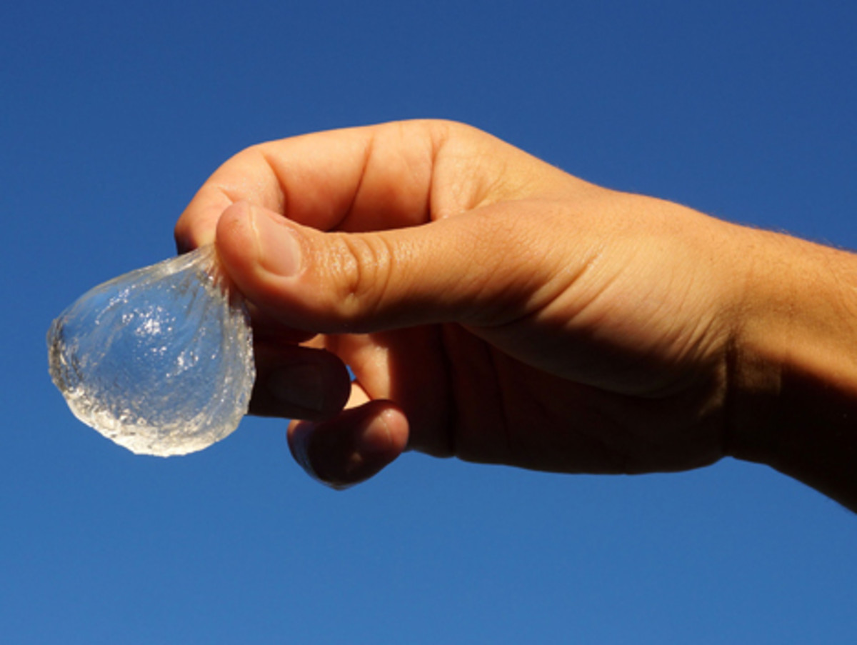 Transparent, edible and biodegradable Ooho containing water