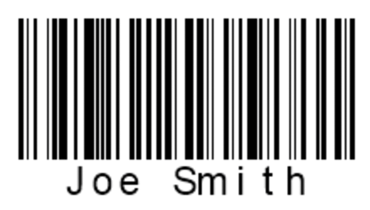 Result of DISPLAYBARCODE for the example above