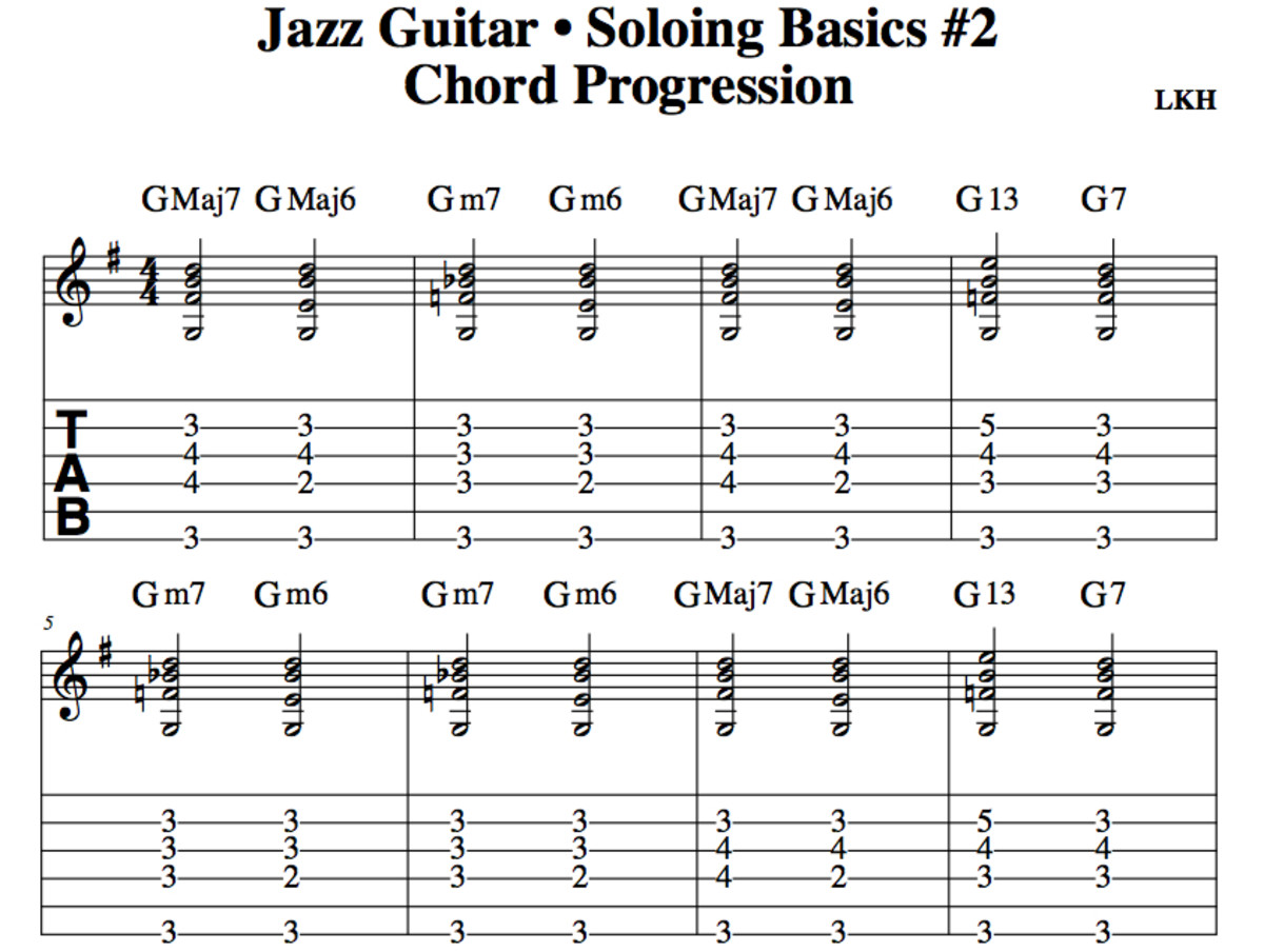 jazz-guitar-lessons-soloing-basics-part-two-standard-notation-tab-theory-videos-chords